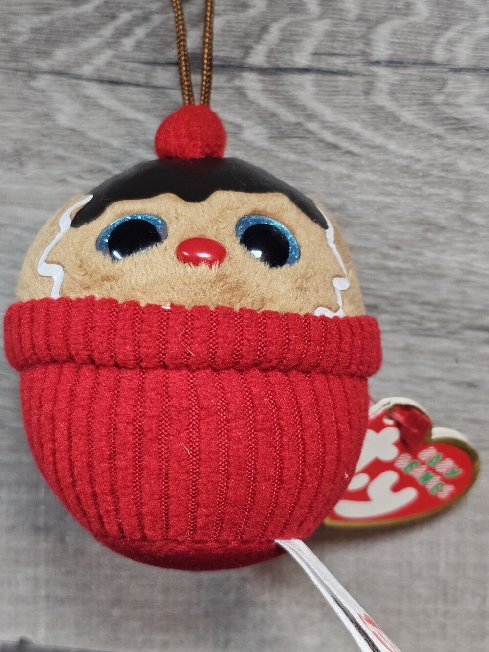Ty Baby Beanies Ornament - Coco the Gingerbread Ice Cream Sundae Christmas NWT